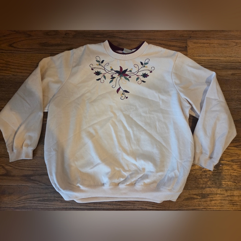 Blair Maroon and White Embroidered Top